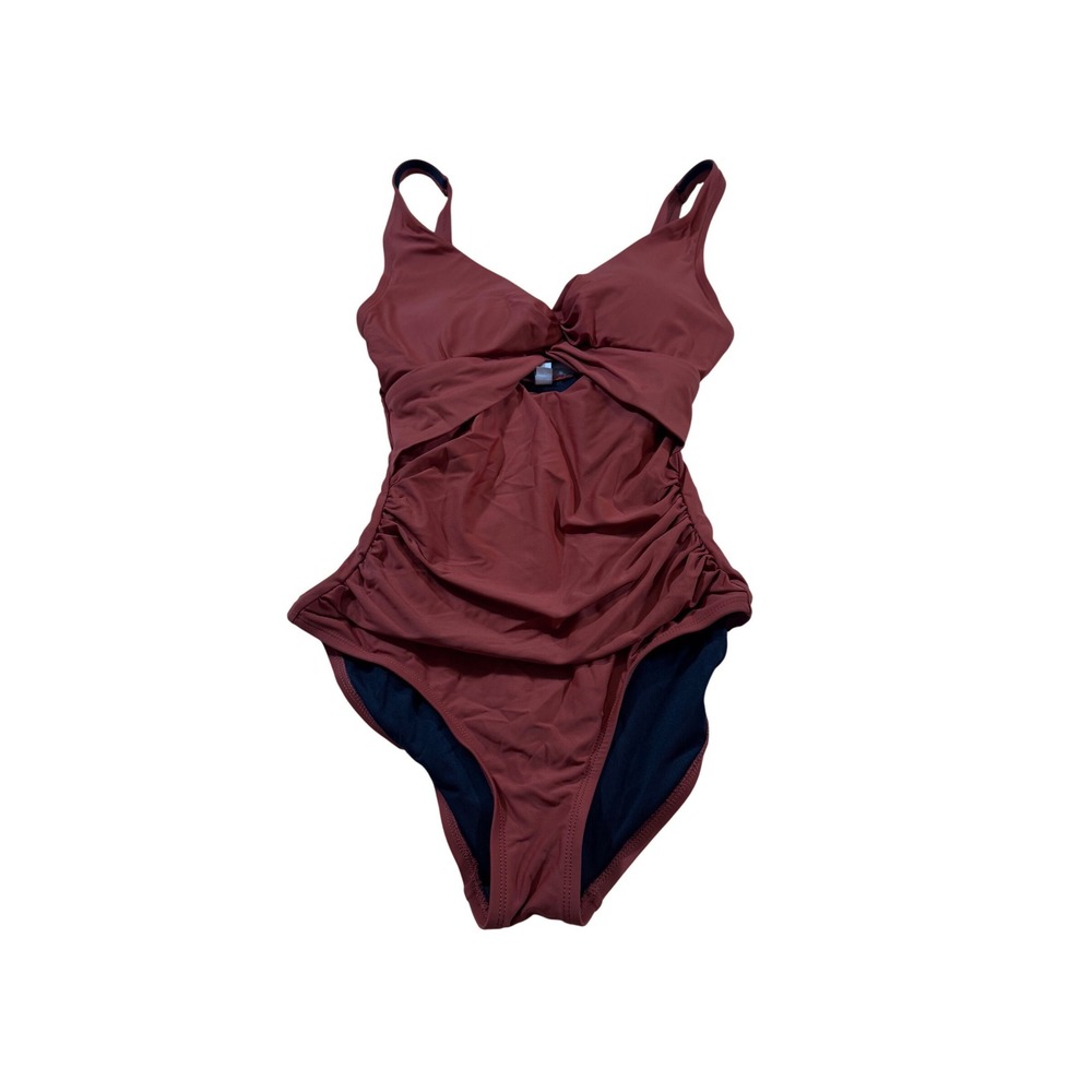 DKNY One Piece Swimsuit Swimwear Burnt Orange Chic Resortwear Vacation Beach S - Picture 1 of 4